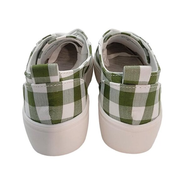 BUY ONE GET ONE FREE Soda Petal Lace up Platform Fashion Sneaker Khaki Gingham - Picture 6 of 7